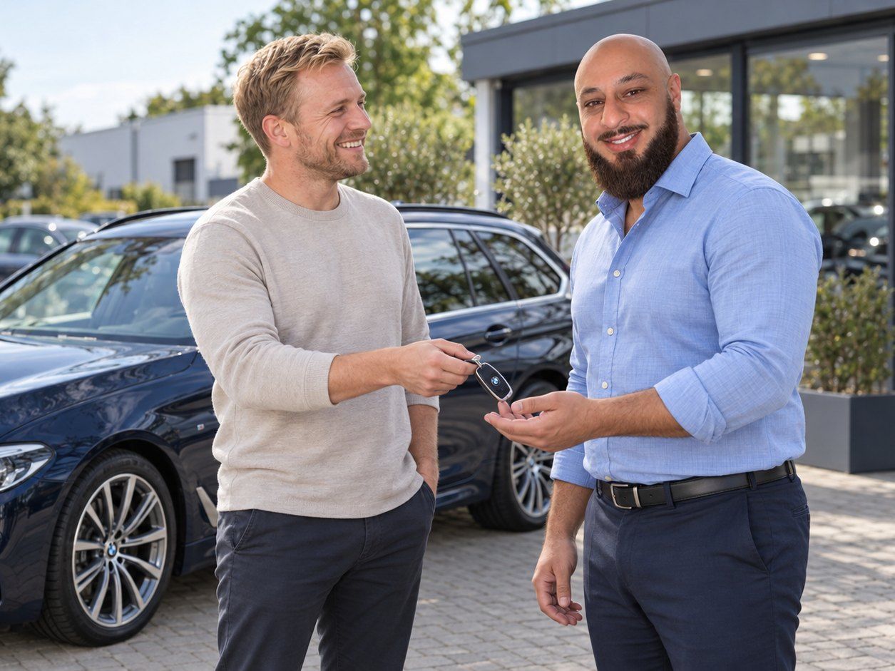 Gebrauchtwagenhandel An- und Verkauf Öhringen Verkäufer übergibt den Autoschlüssel – Auto verkaufen in Öhringen mit CarPoint